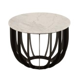 SIDETABLE  FIFTY WHITE MARBLE BLACK METAL BASE 50 - CAFE, SIDE TABLES